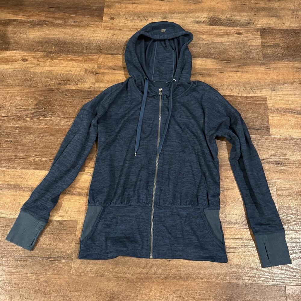 Athleta Hoodie Blue Long Sleeve Full Zip Batwing and Robin 18" Pit to Pit READ